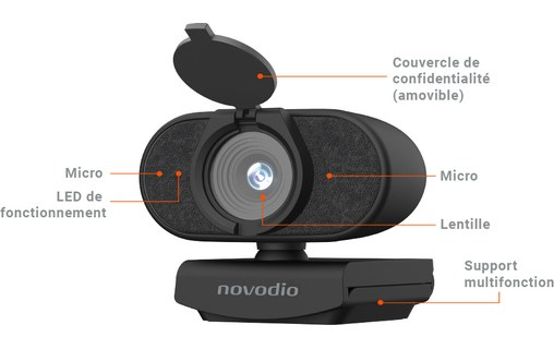 Novodio SmartCam Desktop 4K - Webcam USB UHD avec double microphone - Mac et PC
