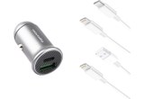 Novodio Mini Car Charger + câbles Lightning - Chargeur voiture 60 W USB-C