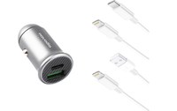Novodio Mini Car Charger + câbles Lightning - Chargeur voiture 60 W USB-C