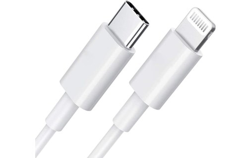 DLH CABLE USB-C VERS APPLE LIGHTNING CERTIFIE MFI 1M 3.25A 65W MAX BLANC