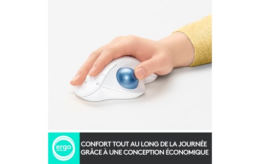 Souris sans fil Logitech ERGO M575 - Blanche - Ergonomique, Trackball