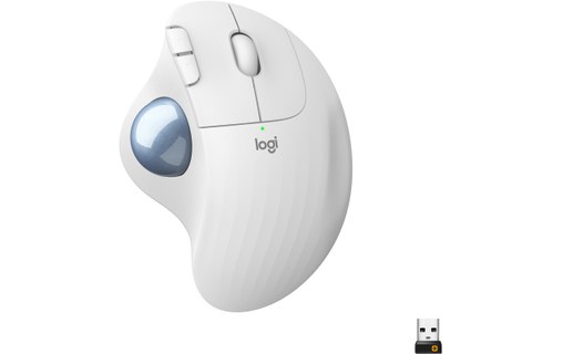 Souris sans fil Logitech ERGO M575 - Blanche - Ergonomique, Trackball