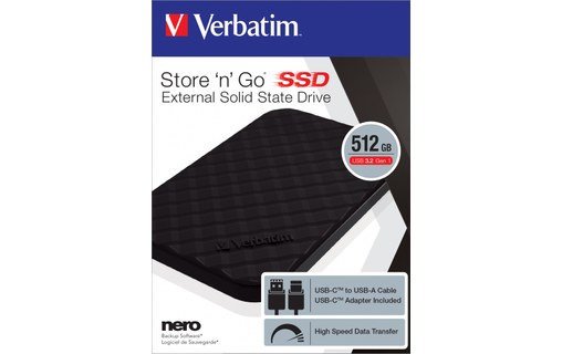 Verbatim Store 'n' Go 500 Go - Noir - SSD externe USB-C - 53250