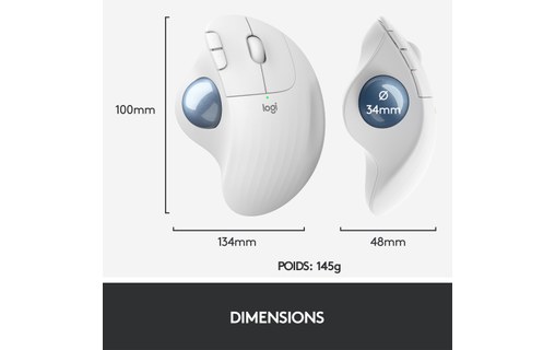 Souris sans fil Logitech ERGO M575 - Blanche - Ergonomique, Trackball