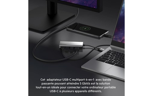 Belkin dock USB-C 4 en 1- Station d'accueil 4 ports HDMI, USB-A x 2, USB-C 100 W