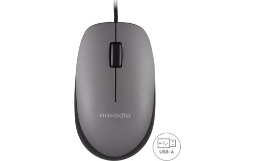 Novodio Optical Mouse USB-A Gris Sidéral - Souris optique filaire 1600DPI Mac/PC