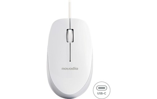 Novodio Optical Mouse USB-C Argent - Souris optique filaire 1600 DPI Mac/PC