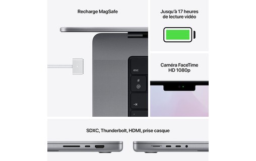 Apple MacBook Pro 14" M1 Pro 2021 1To/16Go CPU 10 core GPU 16 core Gris sidéral