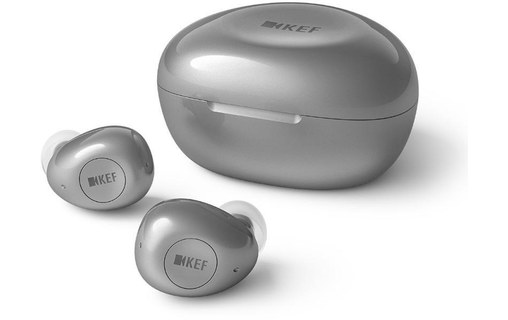 Écouteurs sans fil KEF Mu3 à réduction de bruit, Argent - Bluetooth