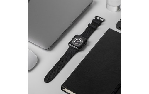 Bracelet Silicone pour Apple Watch 42/44/45 mm - Native Union Curve Strap - Noir