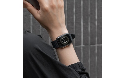 Bracelet Silicone pour Apple Watch 42/44/45 mm - Native Union Curve Strap - Noir