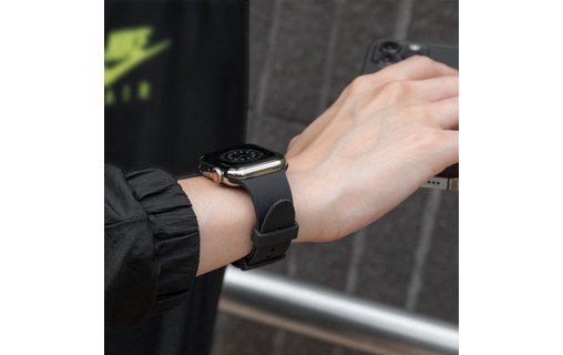 Bracelet Silicone pour Apple Watch 42/44/45 mm - Native Union Curve Strap - Noir
