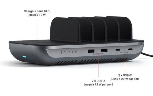 Satechi Dock5 - Station de charge 4 ports + Qi pour iPhone & iPad