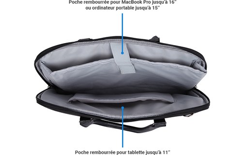 Sac cabas pour MacBook Pro 13" à 16" ou ordinateur portable 15" - Noir