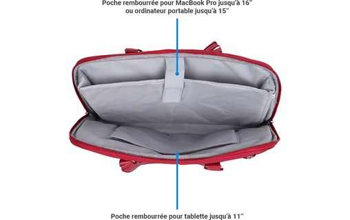 Sac cabas pour MacBook Pro 13" à 16" ou ordinateur portable 15" - Rouge