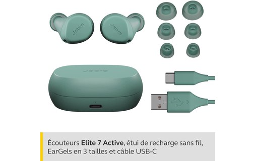Écouteurs sport Jabra Elite 7 Active à réduction de bruit, Menthe - Bluetooth