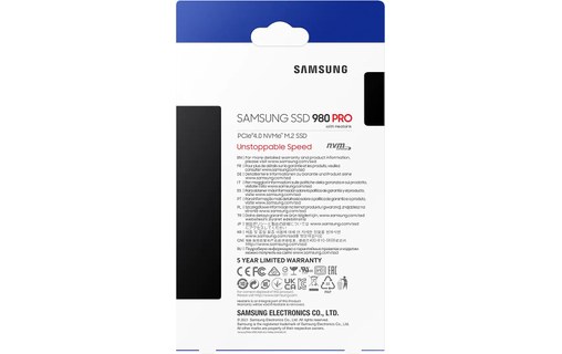 Samsung disque SSD Série 980 PRO 1 To - Compatible PS5 - M.2 NVMe