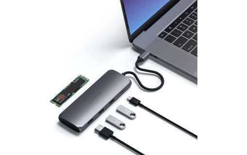 Satechi dock USB-C hybride 4 ports avec emplacement pour SSD M.2 SATA