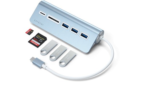 Satechi Hub Type-C Aluminium Bleu - Hub USB 3.0 et lecteur de cartes