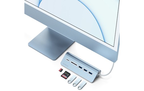 Satechi Hub Type-C Aluminium Bleu - Hub USB 3.0 et lecteur de cartes