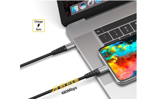 EZQuest DuraGuard Câble USB-C vers USB-C 2,2 m 100 W (M/M)