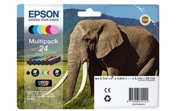 Epson 24 - Elephant Pack 6 Cartouches Noir et couleurs C13T24284011 (T2428)