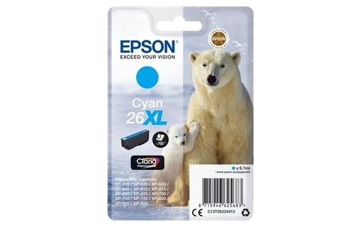 Epson 26XL - Ours Polaire Cartouche Cyan C13T26324012 (T2632)