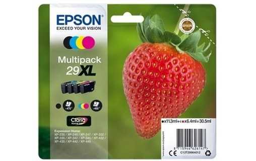 Epson 29XL /T2996 Pack 4 Cartouches Noir/couleurs C13T299640 (Fraise)