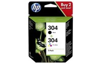 HP 304 Pack de 2 cartouches d'encre noir et couleurs 3JB05AE