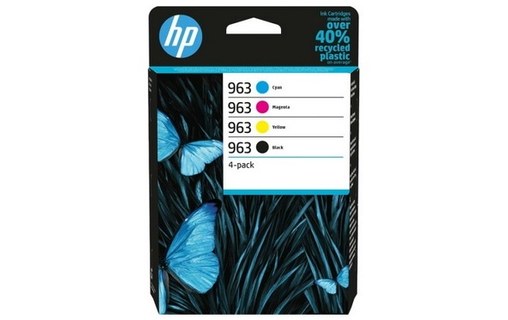 HP 963 - Pack de 4 cartouches d'encre noire et couleurs HP 6ZC70AE
