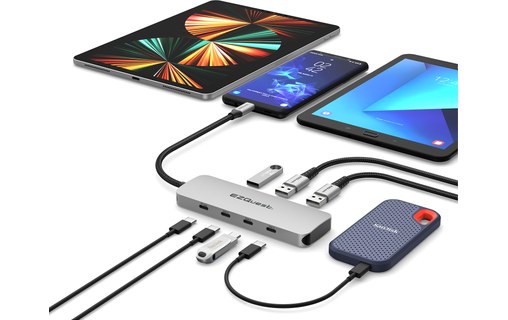 Hub USB-C EZQuest X40027 - 7 ports USB 10 Gbit/s - 4x USB-C, 3x USB-A