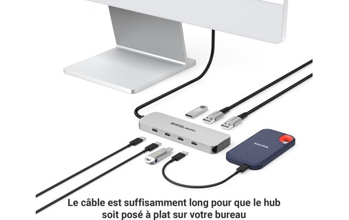 Hub USB-C EZQuest X40027 - 7 ports USB 10 Gbit/s - 4x USB-C, 3x USB-A