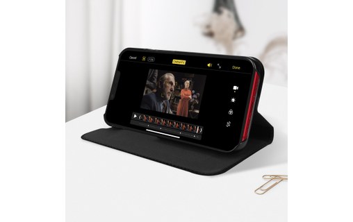 Housse iPhone 13 avec Porte-carte Support Vidéo Akashi noir