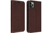 Étui iPhone 11 Pro Folio Cuir Véritable Porte cartes Support Vidéo marron foncé