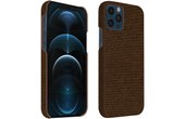Coque iPhone 12 / 12 Pro Rigide Finition Tissu Anti-traces Lavable Marron foncé