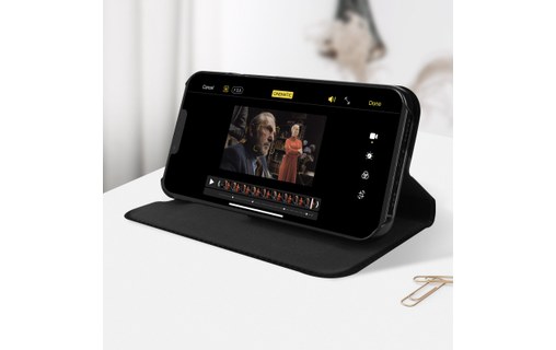 Housse iPhone 13 Pro avec Porte-carte Support Vidéo Akashi noir