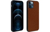 Coque iPhone 12 Pro Max Hybride Finition Tissu Anti-traces Lavable marron