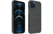 Coque iPhone 12 / 12 Pro Rigide Finition Tissu Anti-traces Lavable Gris foncé