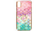 Coque iPhone X et XS Bi-matière avec Bague de Maintien Motif Écaille Multicolore