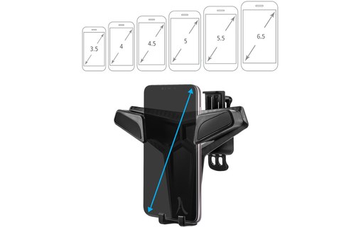 Support Smartphone 6,5' Fixation Grille d'Aération Rotatif 360° Akashi - Noir