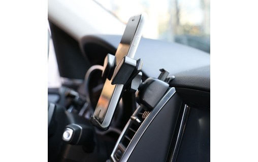 Support Smartphone 6,5' Fixation Grille d'Aération Rotatif 360° Akashi - Noir