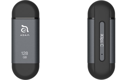 Clé USB-C et Lightning 128 Go pour iPhone & iPad - iKlips C Gris sidéral