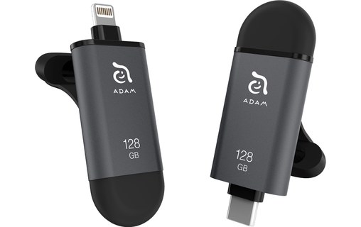 Clé USB-C et Lightning 128 Go pour iPhone & iPad - iKlips C Gris sidéral
