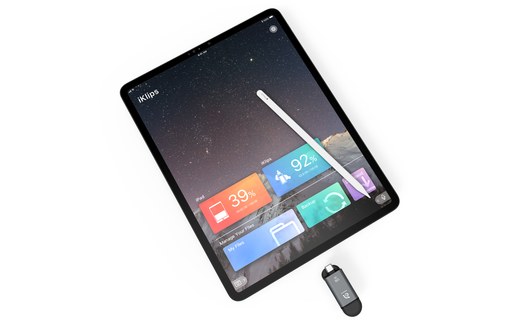 Clé USB-C et Lightning 128 Go pour iPhone & iPad - iKlips C Gris sidéral