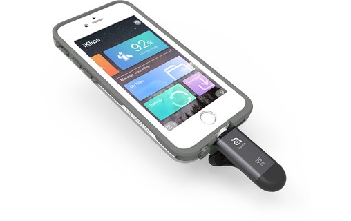 Clé USB-C et Lightning 128 Go pour iPhone & iPad - iKlips C Gris sidéral