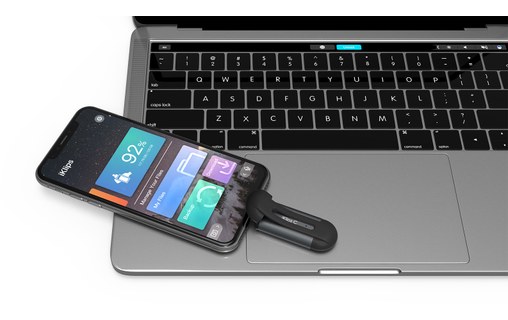 Clé USB-C et Lightning 128 Go pour iPhone & iPad - iKlips C Gris sidéral