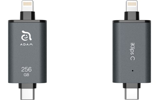 Clé USB-C et Lightning 256 Go pour iPhone & iPad - iKlips C Gris sidéral