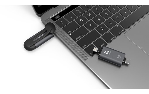 Clé USB-C et Lightning 256 Go pour iPhone & iPad - iKlips C Gris sidéral