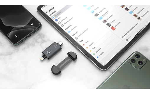 Clé USB-C et Lightning 128 Go pour iPhone & iPad - iKlips C Gris sidéral
