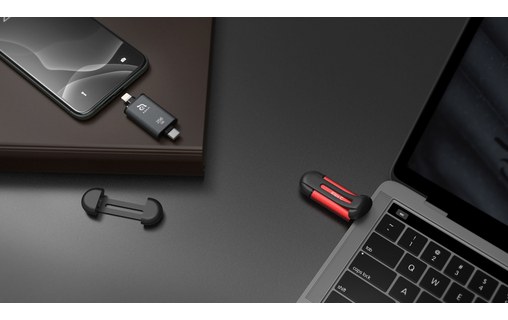 Clé USB-C et Lightning 128 Go pour iPhone & iPad - iKlips C Gris sidéral